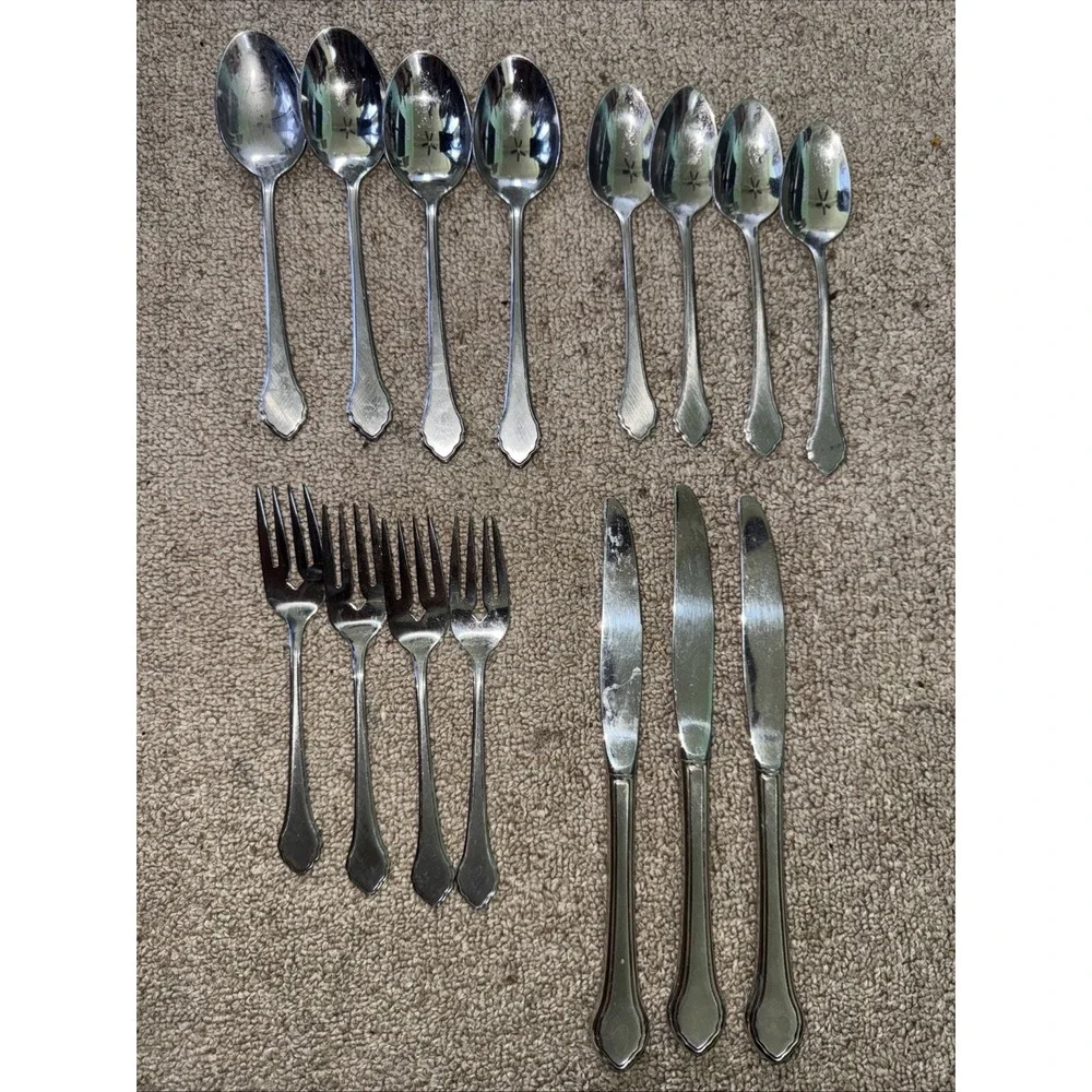 15 Pc Oneida Ltd Wm A Rogers Deluxe Summer Mist AUTUMN GLOW‎ Stainless Flatware